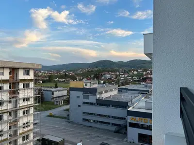 a view of a city from a building at Natalija Stan na dan in Banja Luka
