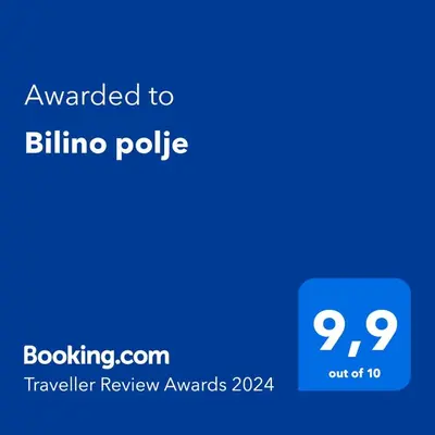 a blue text box with the words awarded to bilino police at Bilino polje in Zenica