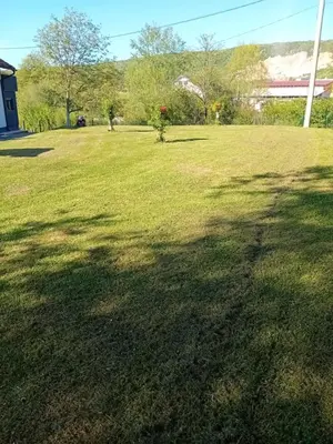 a large field of grass with a shadow of a tree at Villa River and Sky in Bihać