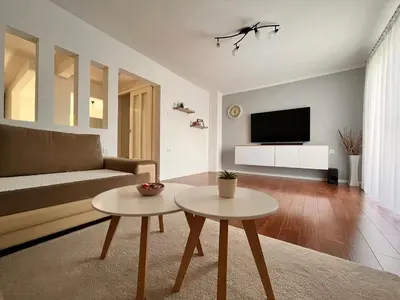 a living room with a couch and a tv at Apartman Stupe in Livno
