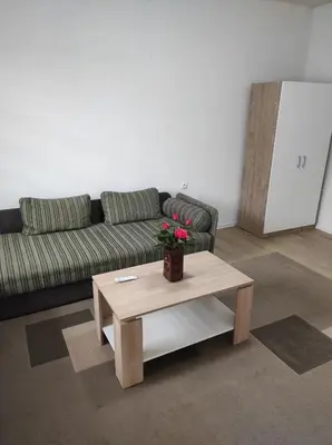 a living room with a couch and a coffee table at Apartment Kraljevac in Visoko