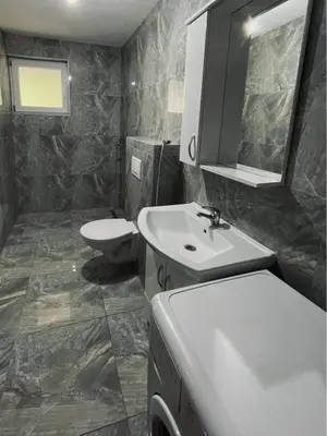 a bathroom with a sink and a toilet at Apartments & Homes with the river Una view in Bihać