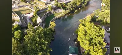 an overhead view of a river with boats in it at Riverside Panorama Apartment 2 near City Center Brko 2 in Banja Luka