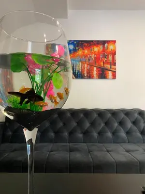 a large glass bowl with a fish in it at Barok in Tešanj