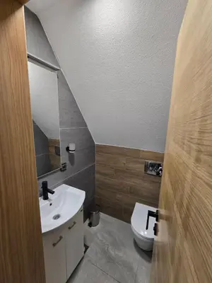 a bathroom with a sink and a toilet at Janjska Kuća in Šipovo