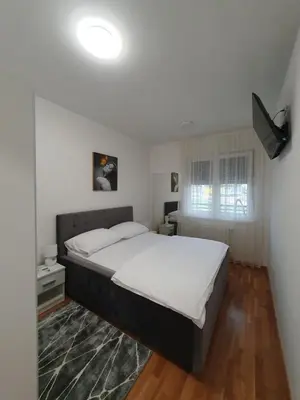 a bedroom with a large bed in a room at Apartman Milekic in Banja Luka