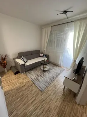 a living room with a couch and a table at Apartman Afrodita in Bosanska Gradiška