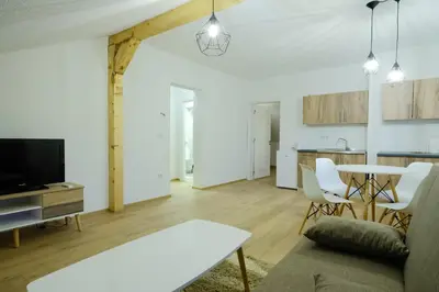 a living room with a couch and a table at Unique Apartments Visoko in Visoko