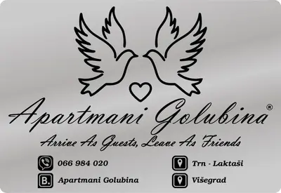 a pair of birds with a heart in the middle at Apartmani Golubina - Trn, Laktasi, BANJA LUKA in Grabljani