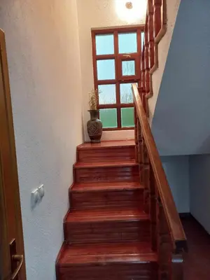 a stairway with a window and a plant on it at Vikendica Savić in Šipovo