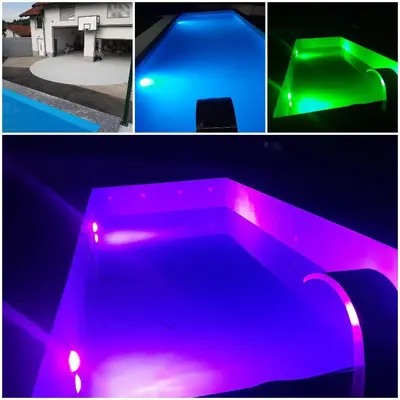 a purple and green bench with lights on it at AQUA VET Velika Kladuša in Velika Kladuša