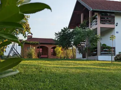 a house with a lawn in front of it at Wisteria Lodge in Derventa