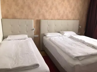 two beds sitting next to each other in a room at Pansion Vlašić Ski in Šišava