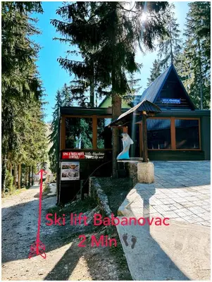 a building with a sign in front of it at Villa Almedina Spa in Vlasic