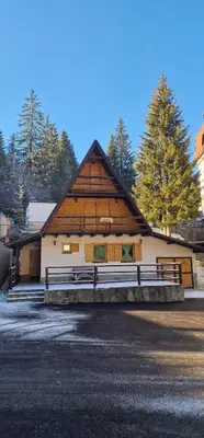 a large wooden house with a fence in front of it at Holiday home Bella Vlašić in Šišava
