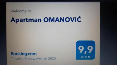 a sign for an amazonoice on a screen with a phone at Apartman OMANOVIĆ in Bihać