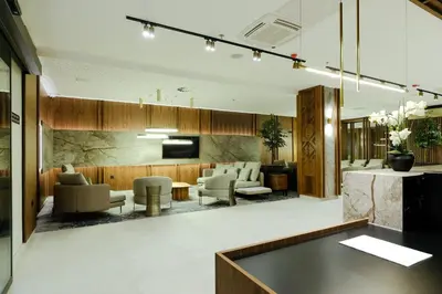 a lobby with chairs and a waiting room at Hotel Vema in Visoko