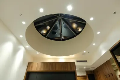 a round ceiling with a round window in a building at Hotel Vema in Visoko