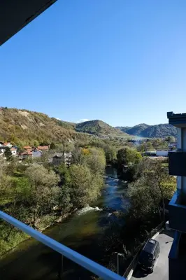 a view of a river from a balcony at Lux Sara Apartments in Visoko