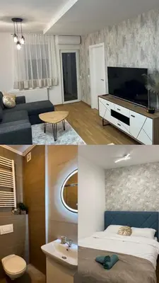 a collage of three pictures of a room at Apartment Romano Banja Luka in Banja Luka
