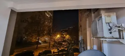 a window of a building with a view of a street at Apartman Borik Banjaluka in Banja Luka