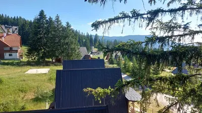 a view of a yard with trees and houses at Apartment XYZ Vlašić in Vlasic