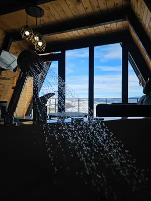 a view of the ocean from a room with a window at Under Sky House - Vikendica - Manjača in Ključ