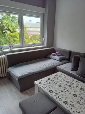 a living room with a couch and a window at Apartman Ćetojević in Banja Luka
