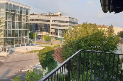 a view of a city with a building at Urban Maisonette in Banja Luka