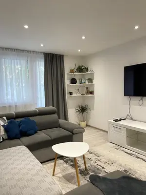 a living room with a couch and a tv at Apartman Rita in Livno