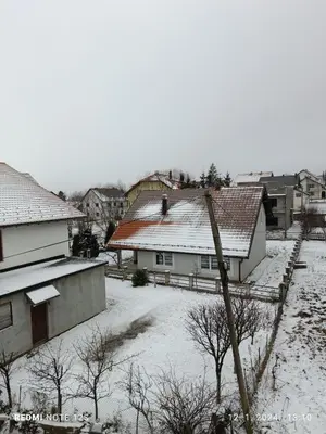 a group of houses with snow on the roofs at Apartman Iva in Kupres