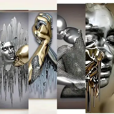 a collage of pictures with a black and gold statue at Bosnien Old House in Travnik