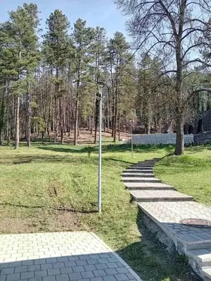 a group of stepping stones in a park at AS apartman Panonica in Tuzla