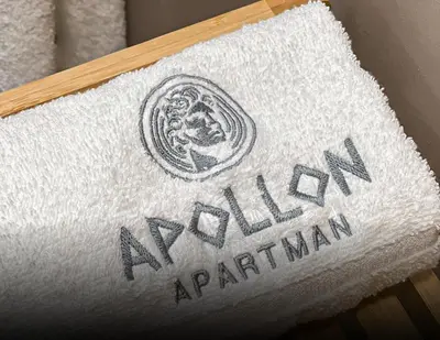 a towel with the words newark apartmentman on it at Stan na dan Apollon Doboj in Doboj