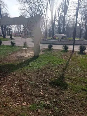 a statue of a woman in a park at Apartman Babli in Banja Luka