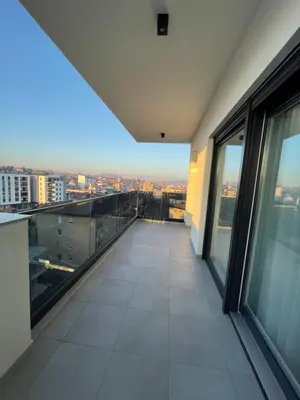 a balcony with a view of a city at Apartment ALPHA in Banja Luka