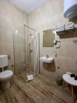 a bathroom with a shower and a toilet and a sink at Stan na dan / rent-a-flat per day in Bugojno