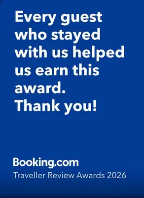 a blue picture with the words every guest who stayed with us helped us earn this at West Wing - Apartmani Živinice in Živinice