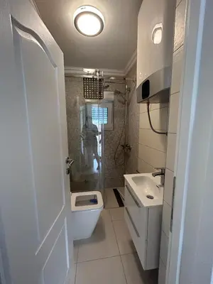 a bathroom with a toilet and a sink and a shower at Villa 46 - little heaven in Banja Luka