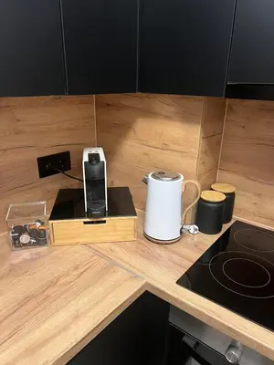 a phone sitting on top of a kitchen counter at Una-No1 in Bihać