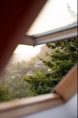 a view from a window of a house at Apartman Maja in Jajce