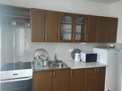 a kitchen with a sink and a microwave at REA Home Visoko in Visoko