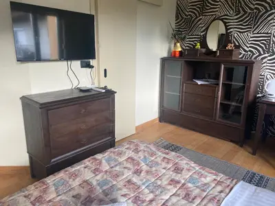 a bedroom with a bed and a dresser and a television at Bolek mansion in Banja Luka
