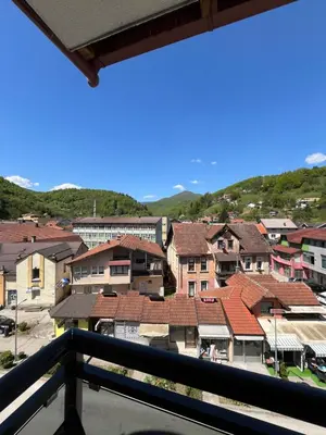 a view from a balcony of a town with buildings at Apartman Hana Fojnica in Fojnica