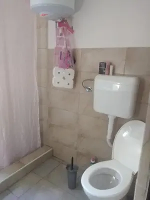 a bathroom with a toilet and a sink and a shower at Etno domaćinstvo in Bosanska Dubica