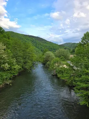 a view of a river from a bridge at Riverstone Retreat in Jajce