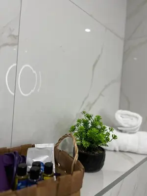 a group of bottles on a counter with a potted plant at Apartments Indigo in Jajce