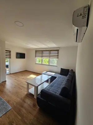 a living room with a couch and a table at Apartmani gradina Tuzla in Tuzla