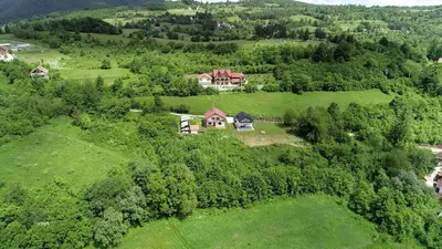 an aerial view of a house on a hill at Kuća za odmor GAVRIĆ in Mrkonjić Grad