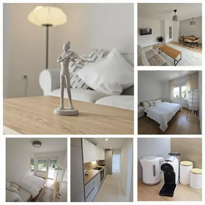a collage of pictures of a room with a statue at Apartment DANICA in Banja Luka